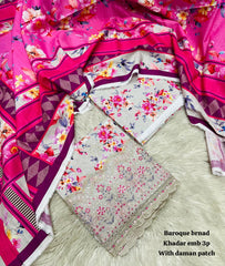 3 Piece khadar Baroque brand Ladies Suit - 02