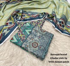 3 Piece khadar Baroque brand Ladies Suit - 08