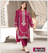 Premium Dhanak Embroidered Suit 2PC - 06