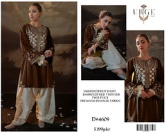 Premium Dhanak Embroidered Suit 2PC - 23