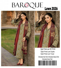 Premium Lawn 3PC Embroidered suit 07