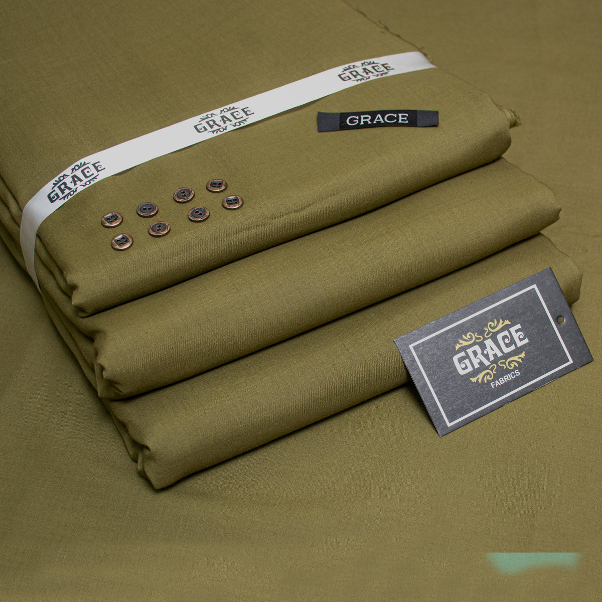 Grace Wash & Wear Premium Men's Unstitched Suit - Mehandi