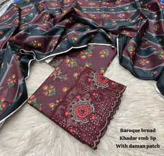 3 Piece khadar Baroque brand  Ladies Suit - 05