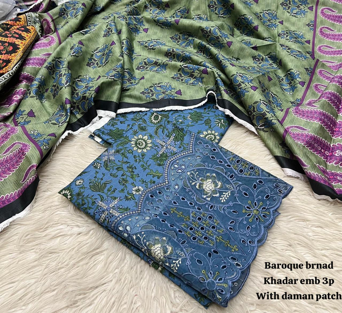 3 Piece khadar Baroque brand  Ladies Suit - 09