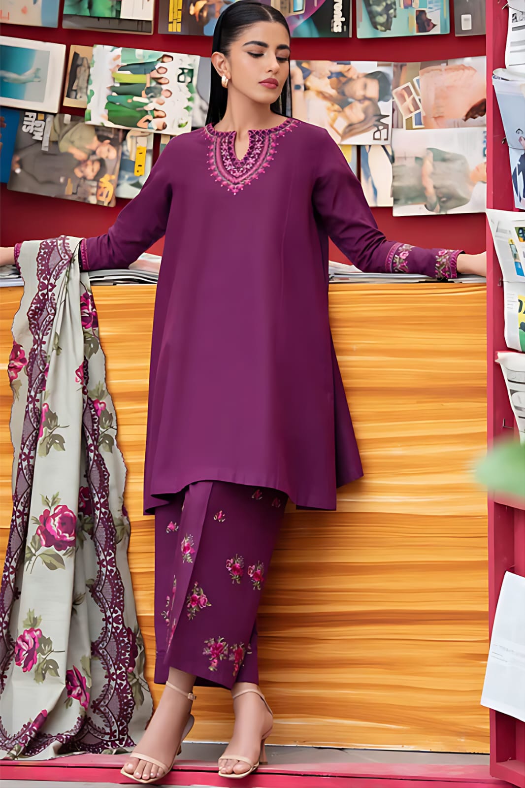 Premium Dhanak Embroidered Suit 3PC 27