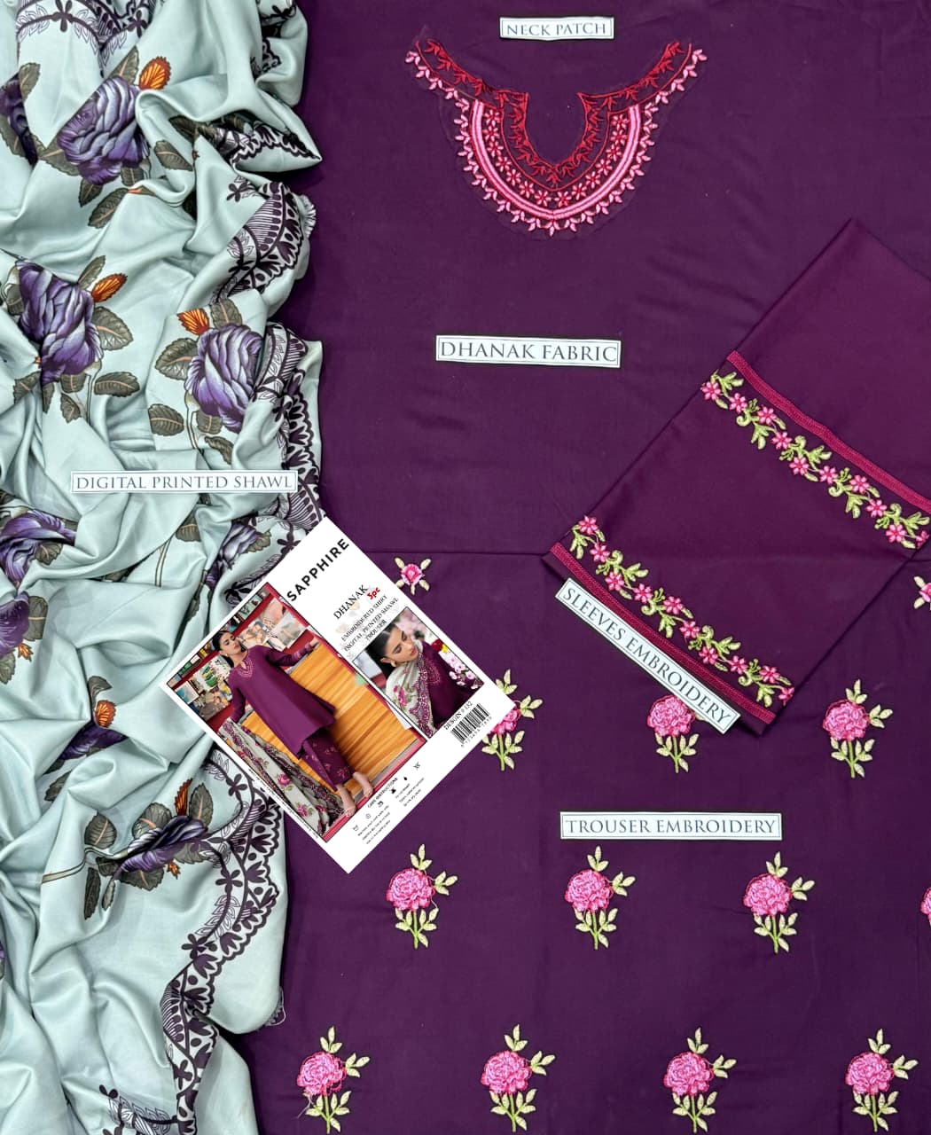 Premium Dhanak Embroidered Suit 3PC 27