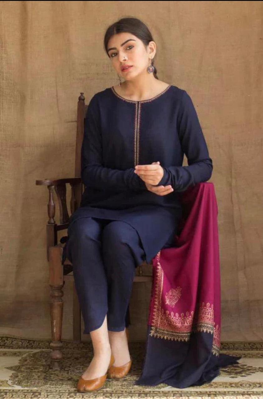 Premium Dhanak Embroidered Suit 3PC 26