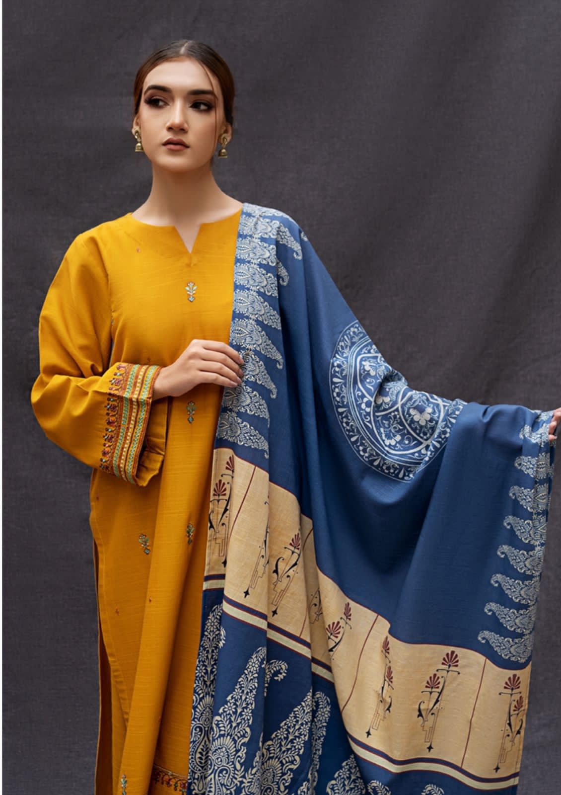 Premium Dhanak Embroidered Suit 3PC 24
