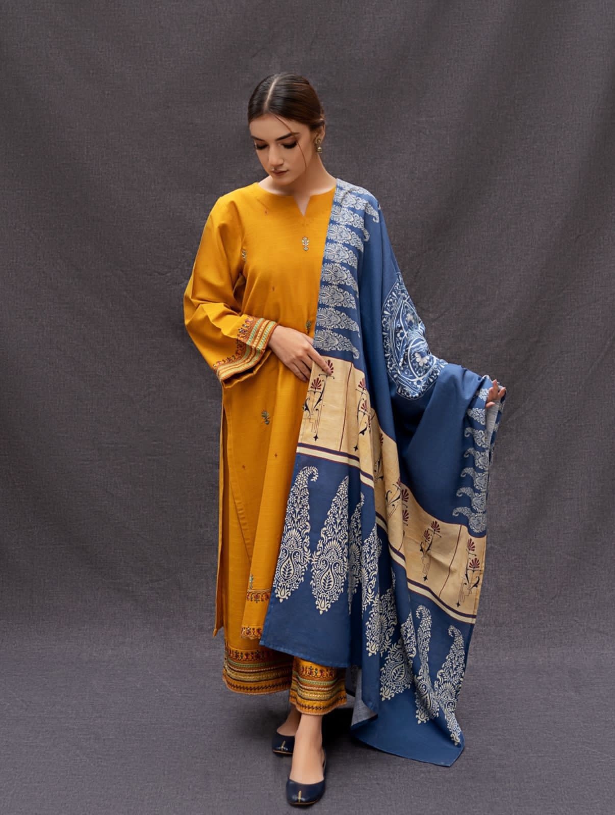 Premium Dhanak Embroidered Suit 3PC 24