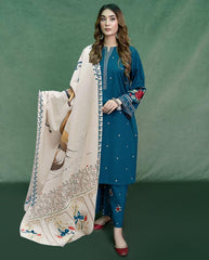 Premium Dhanak Embroidered Suit 3PC 22