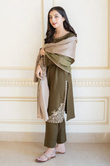 Premium Dhanak Embroidered Suit 3PC - 18