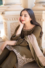 Premium Dhanak Embroidered Suit 3PC - 18