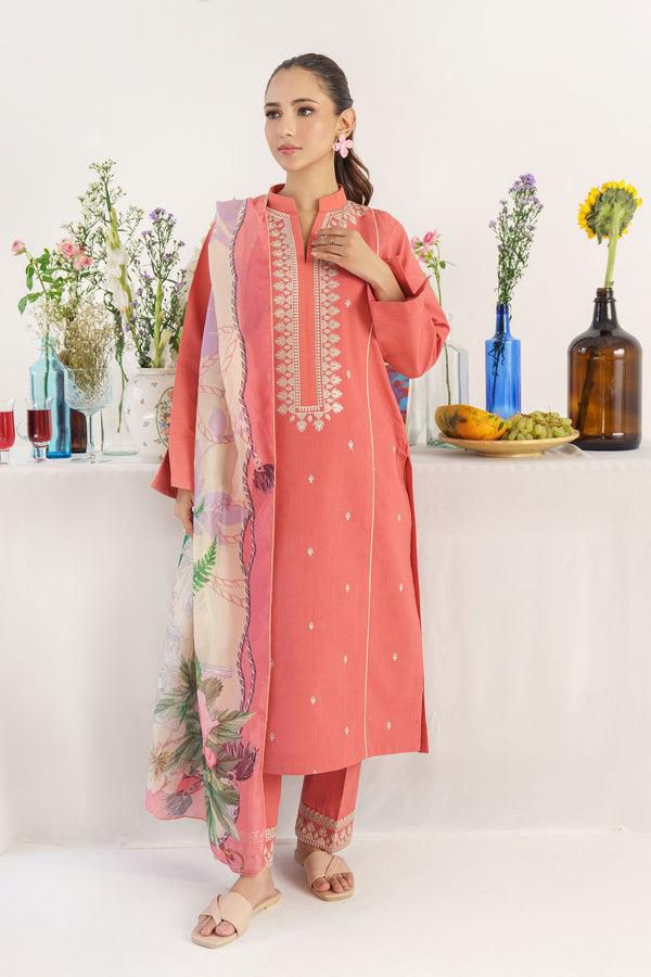 Premium Dhanak Embroidered Suit 3PC 01