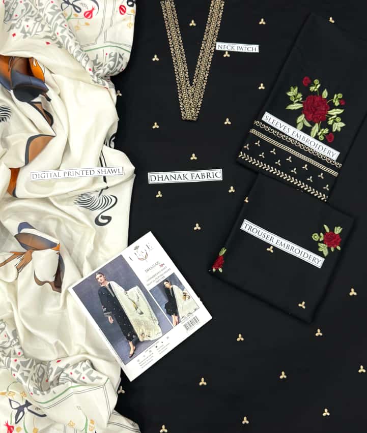 Premium Dhanak Embroidered Suit 3PC - 16