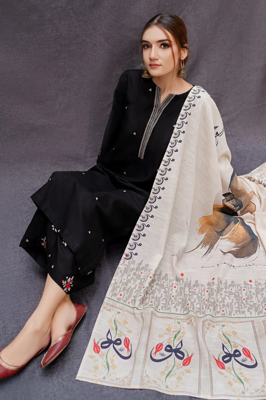 Premium Dhanak Embroidered Suit 3PC - 16