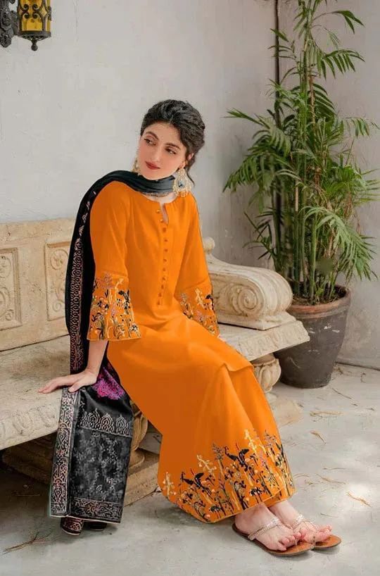 Premium Dhanak Embroidered Suit 3PC - 06