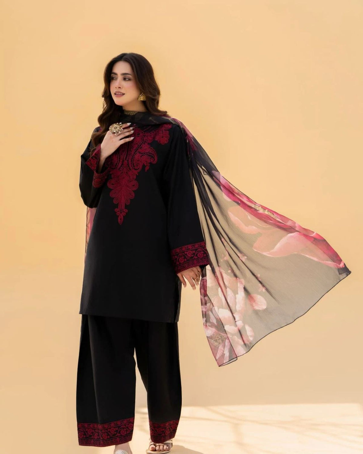 Premium Dhanak Embroidered Suit 3PC - 07