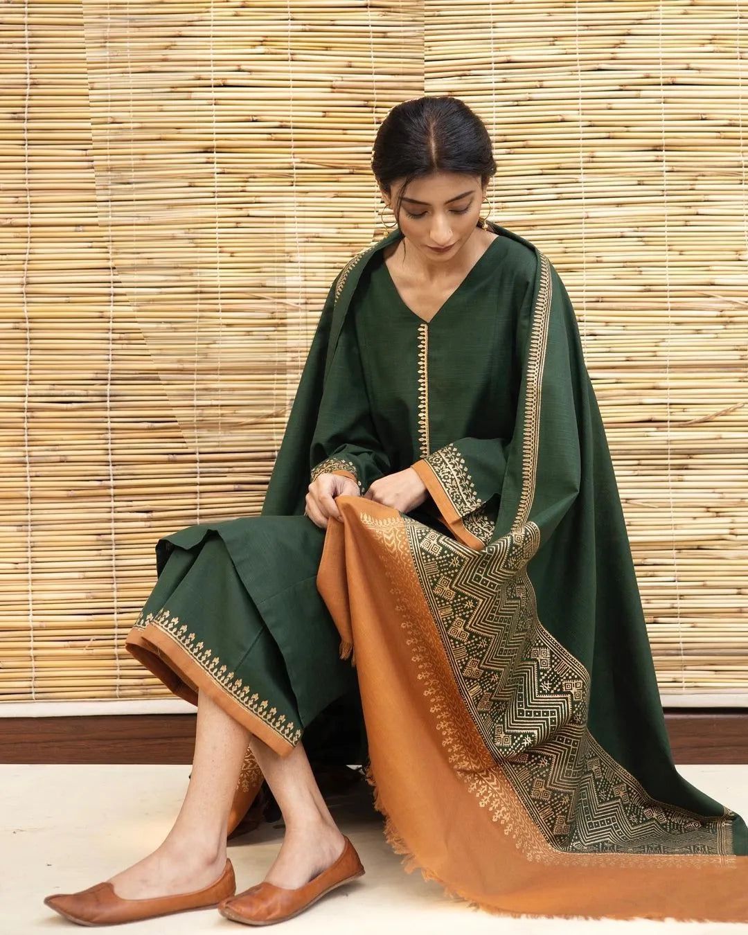 Premium Dhanak Embroidered Suit 3PC - 05