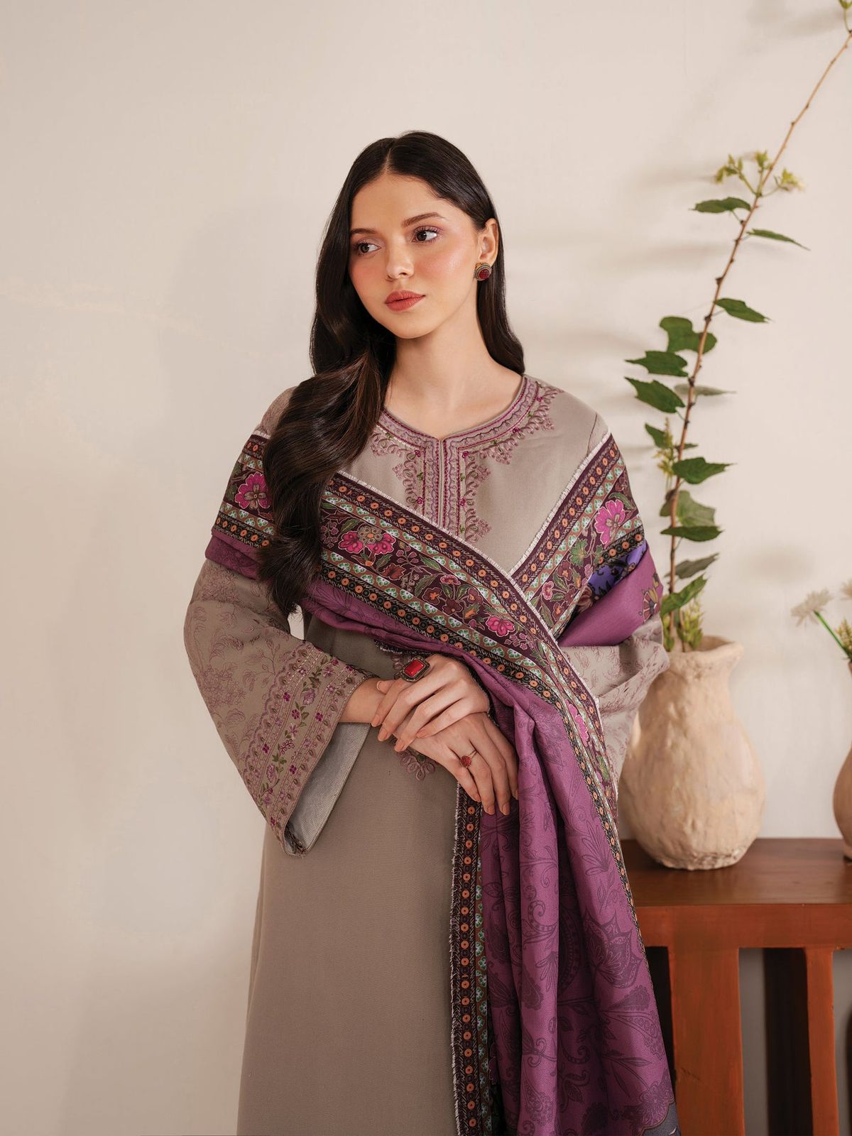 Premium Dhanak Embroidered Suit 3PC - 04