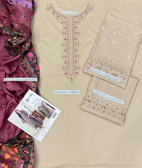 Premium Dhanak Embroidered Suit 3PC - 04