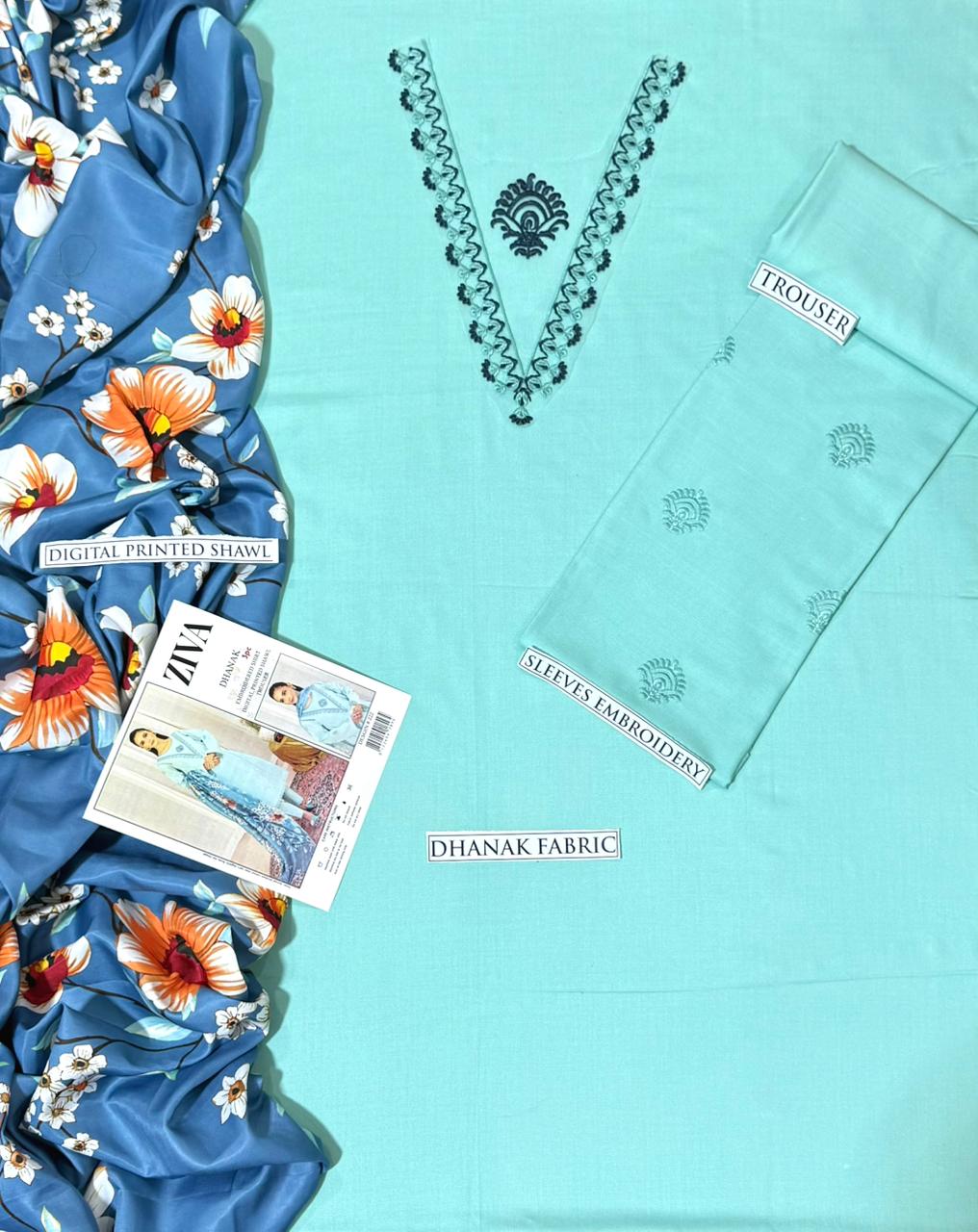 Premium Dhanak Embroidered Suit 3PC - 03