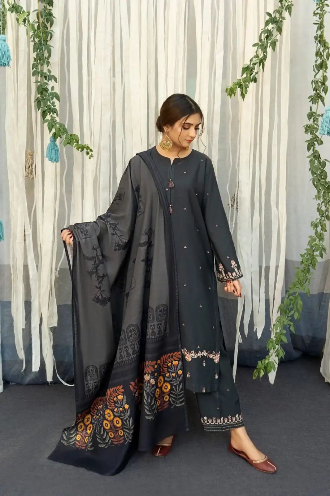 Premium Dhanak Embroidered Suit 3PC - 02