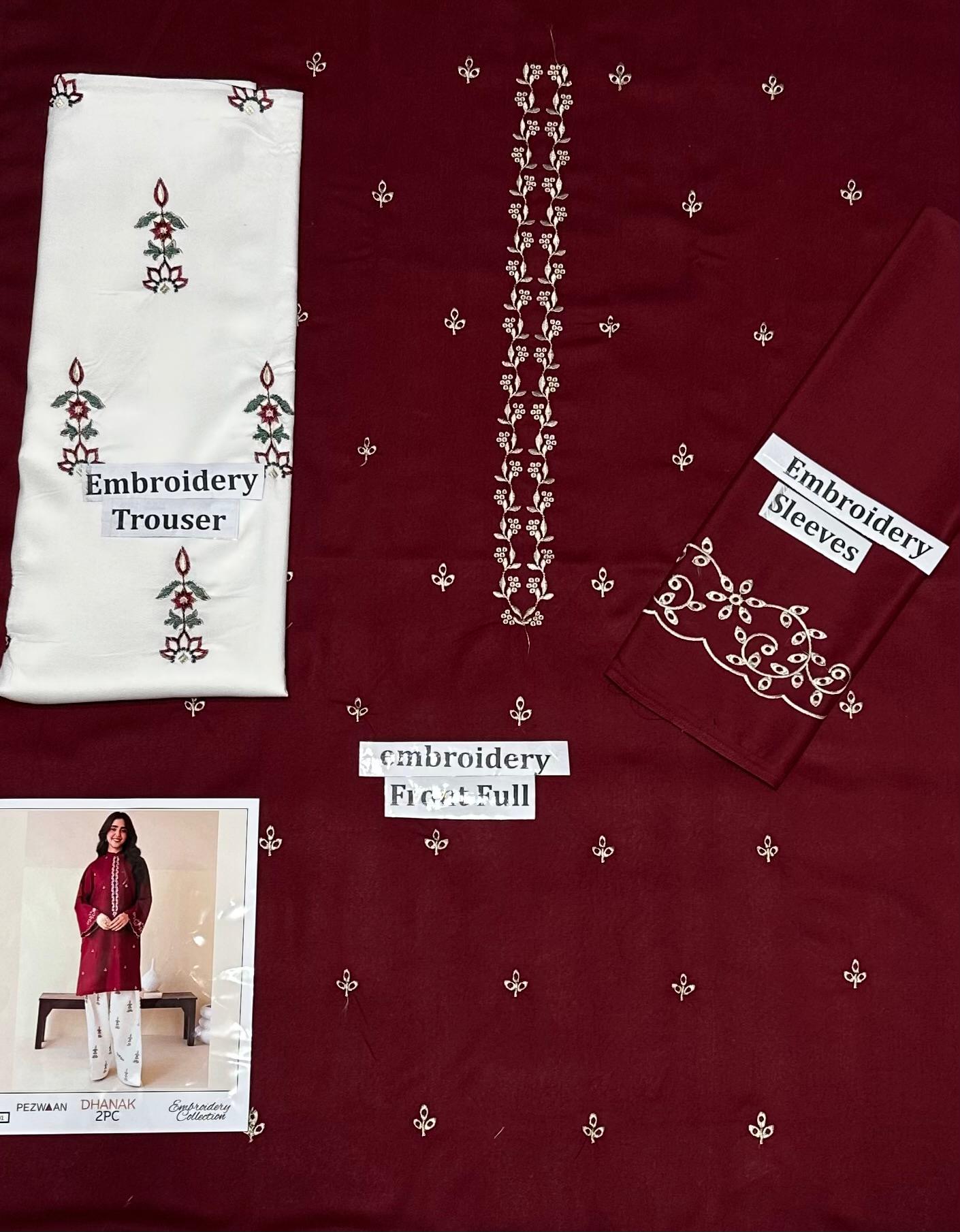 Premium Dhanak Embroidered Suit 2PC - 04