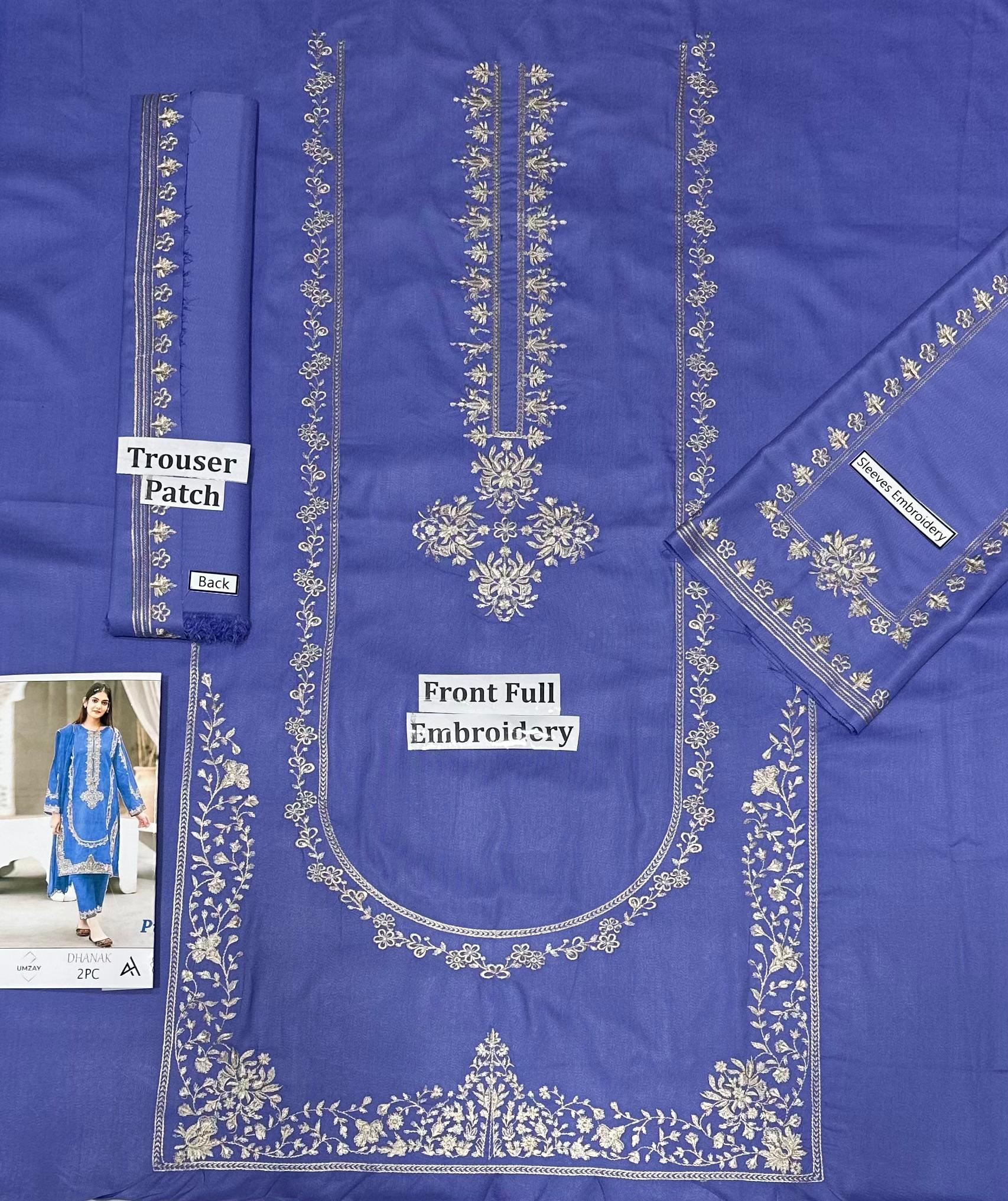Premium Dhanak Embroidered Suit 2PC - 05