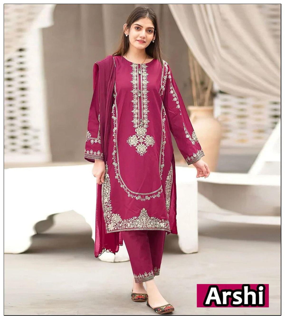 Premium Dhanak Embroidered Suit 2PC - 06