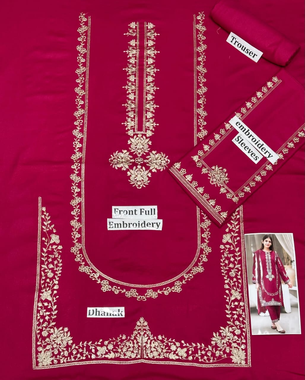 Premium Dhanak Embroidered Suit 2PC - 06