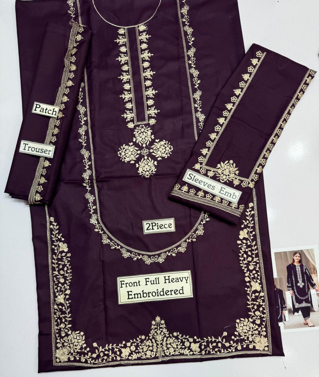 Premium Dhanak Embroidered Suit 2PC - 07