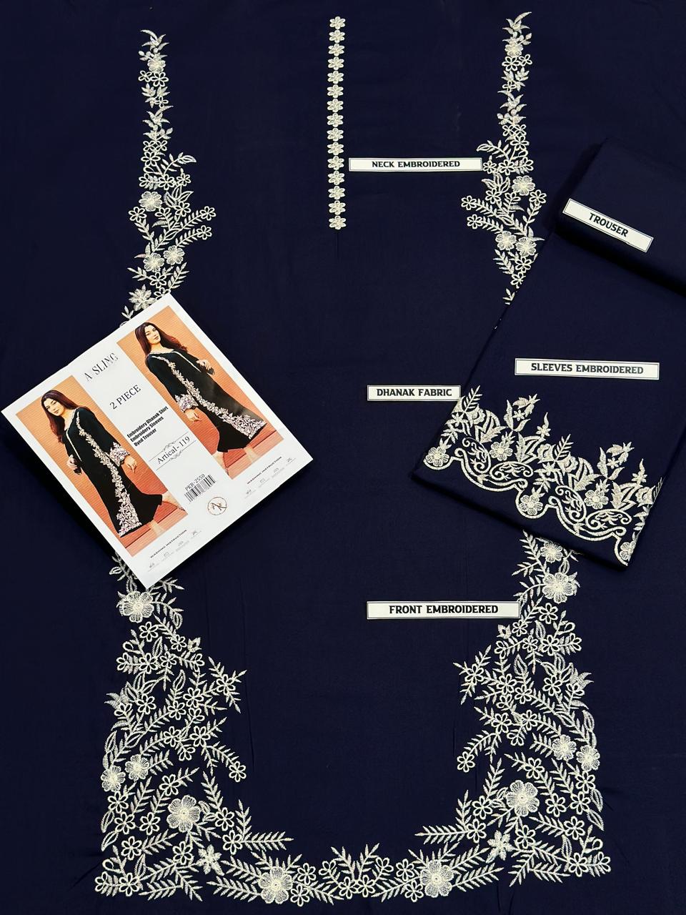Premium Dhanak Embroidered Suit 2PC - 15
