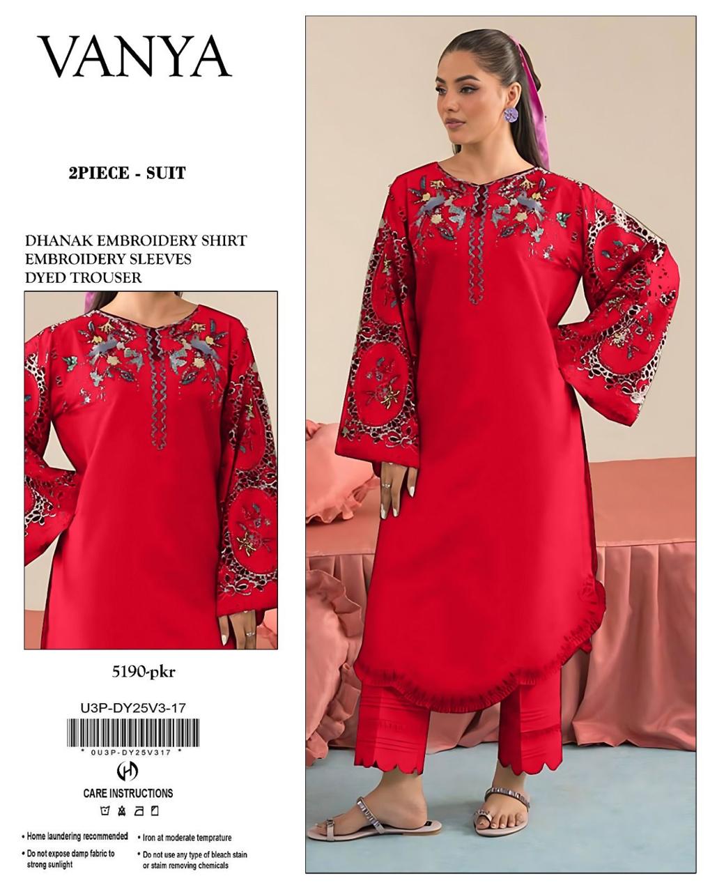 Premium Dhanak Embroidered Suit 2PC - 20