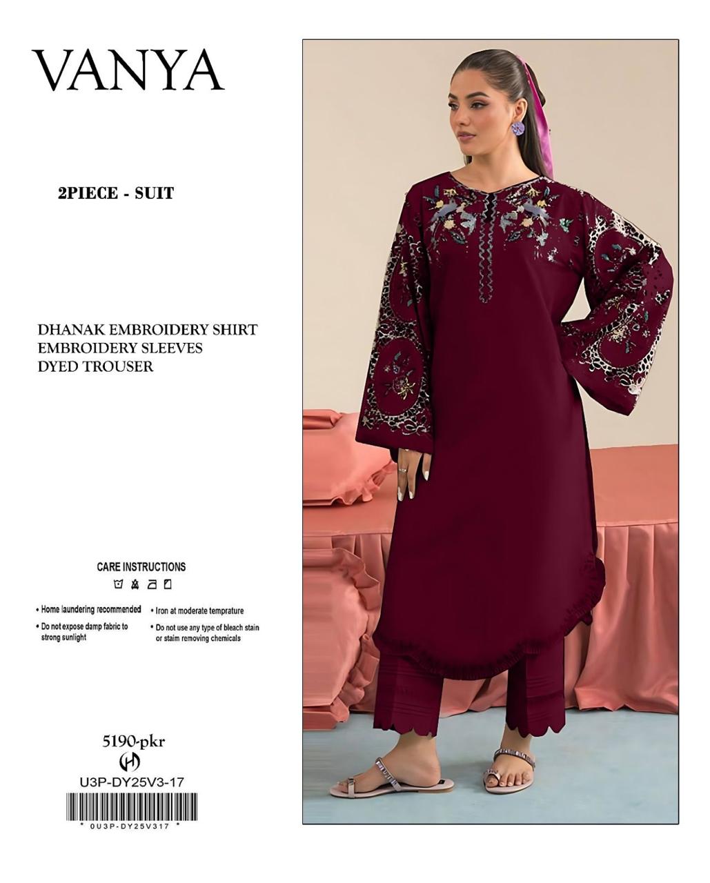 Premium Dhanak Embroidered Suit 2PC - 21