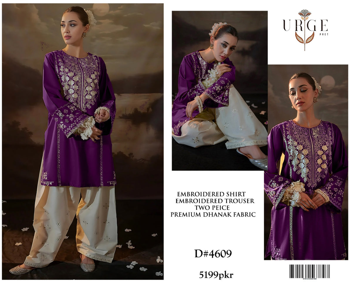 Premium Dhanak Embroidered Suit 2PC - 25
