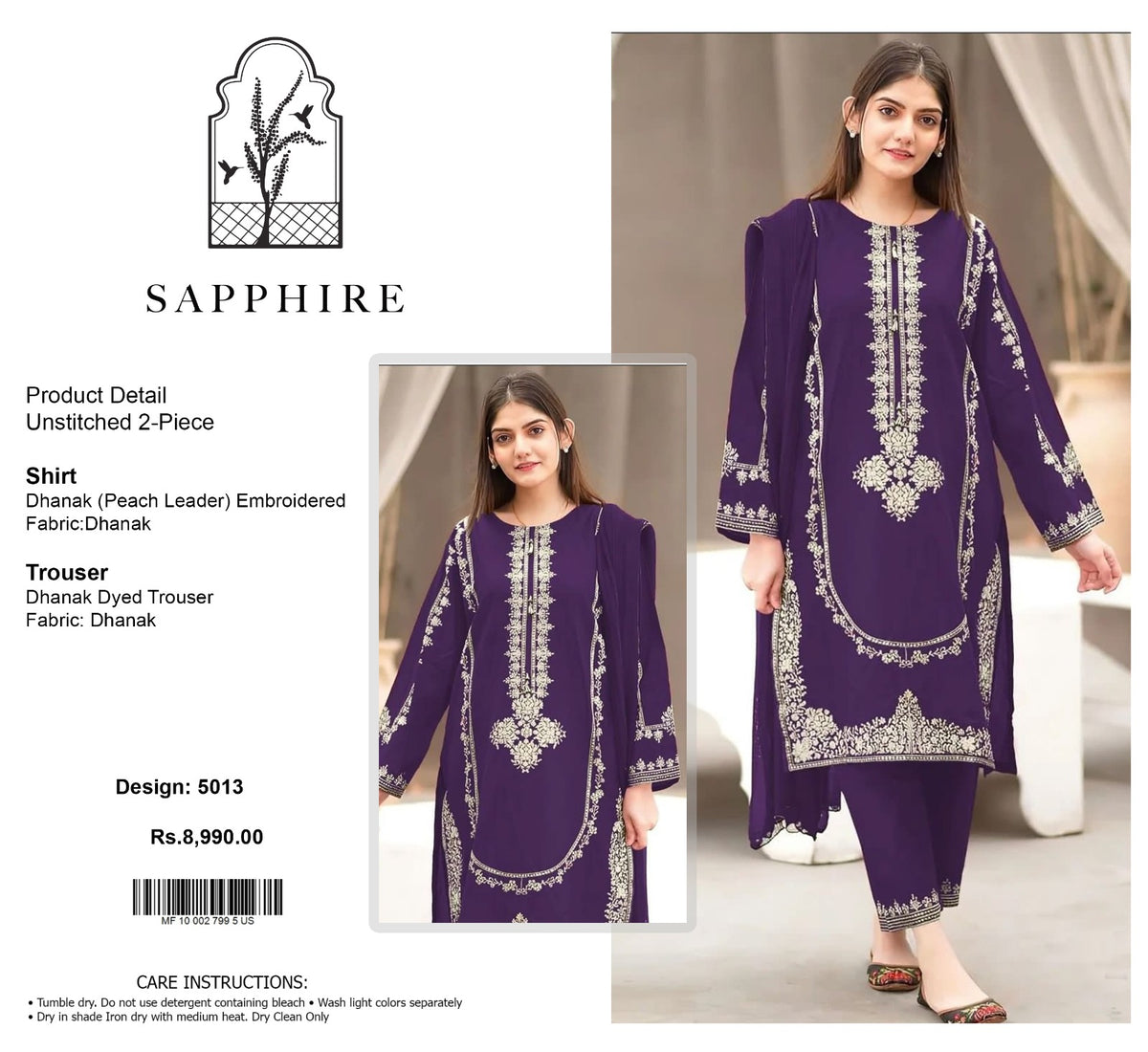Premium Dhanak Embroidered Suit 2PC - 27