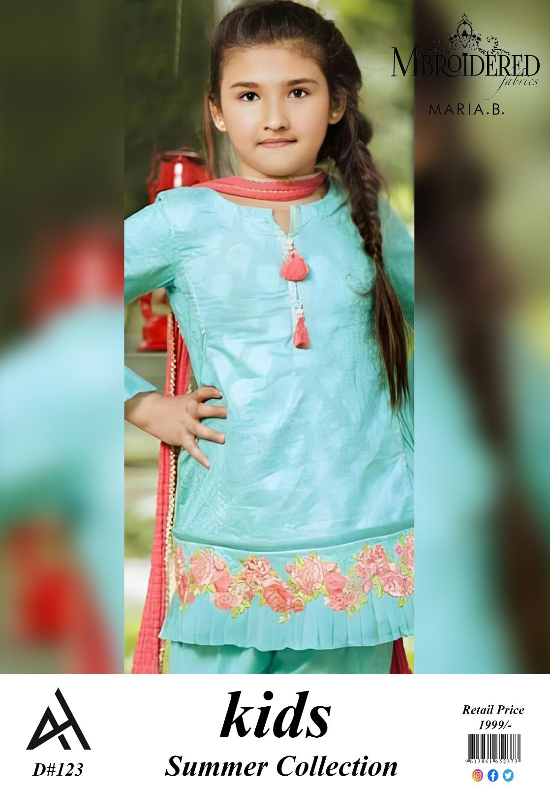 Maria B Kids 3 Peace Lawn Embroidered Unstitched Suit Vol 1