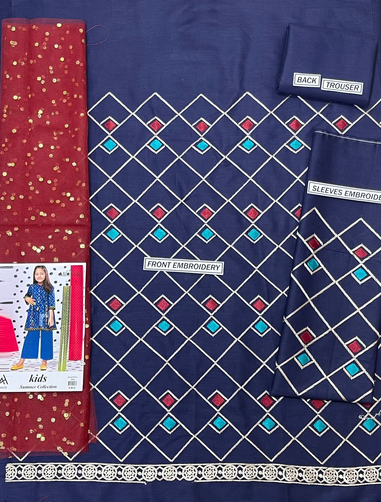 Maria B Kids 3 Peace Lawn Embroidered Unstitched Suit Vol 3