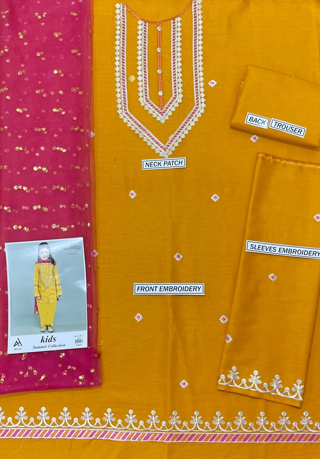 Maria B Kids 3 Peace Lawn Embroidered Unstitched Suit DD-04