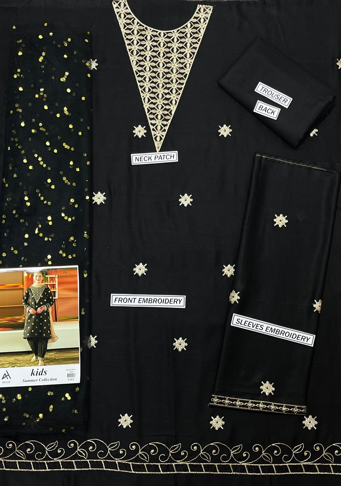 Maria B Kids 3 Peace Lawn Embroidered Unstitched Suit DD-02