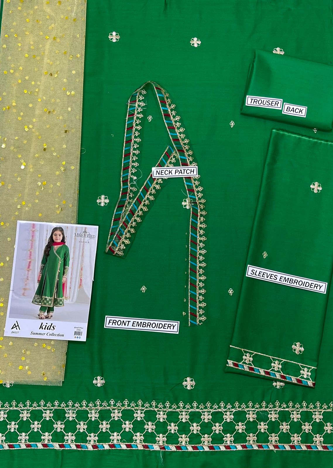 Maria B Kids 3 Peace Lawn Embroidered Unstitched Suit DD-01