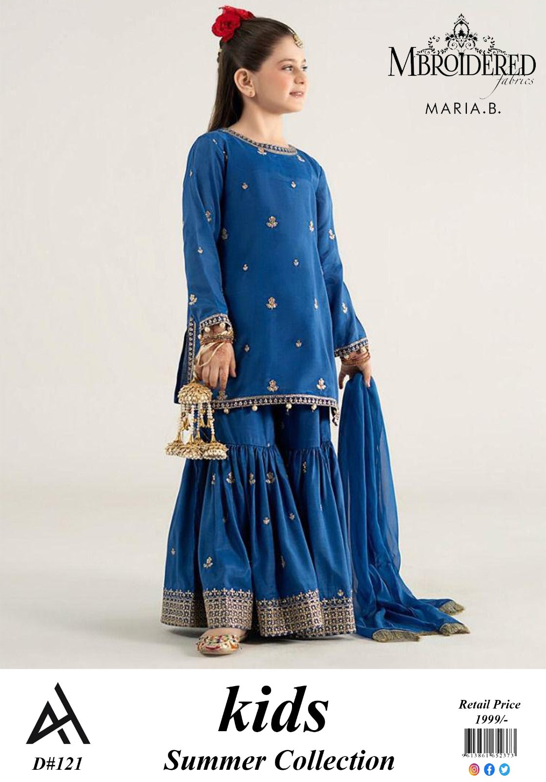 Maria B Kids 3 Peace Lawn Embroidered Unstitched Suit DD-00