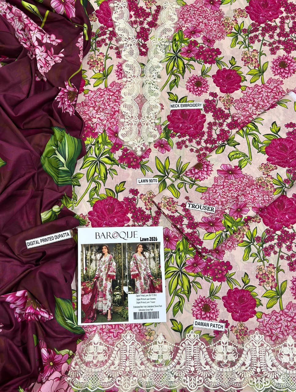 Premium Lawn 3PC Embroidered Suit 04