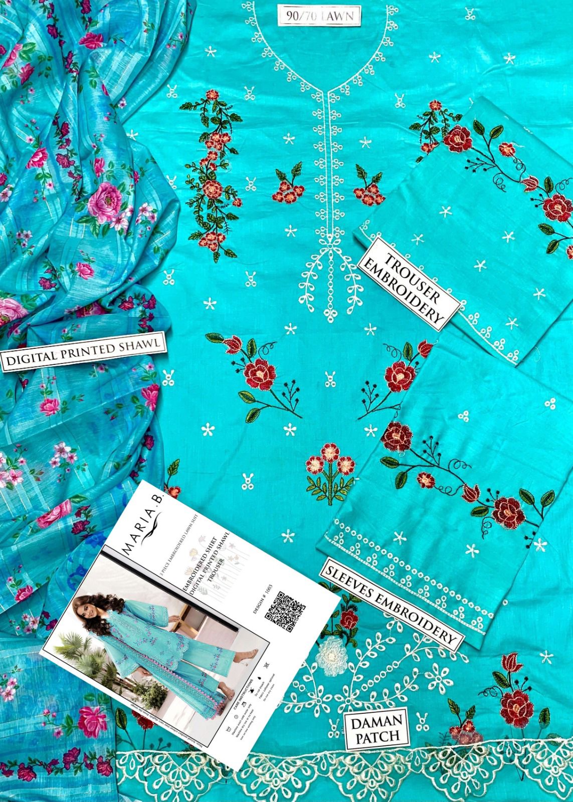 Premium Lawn 3PC Embroidered Suit 08