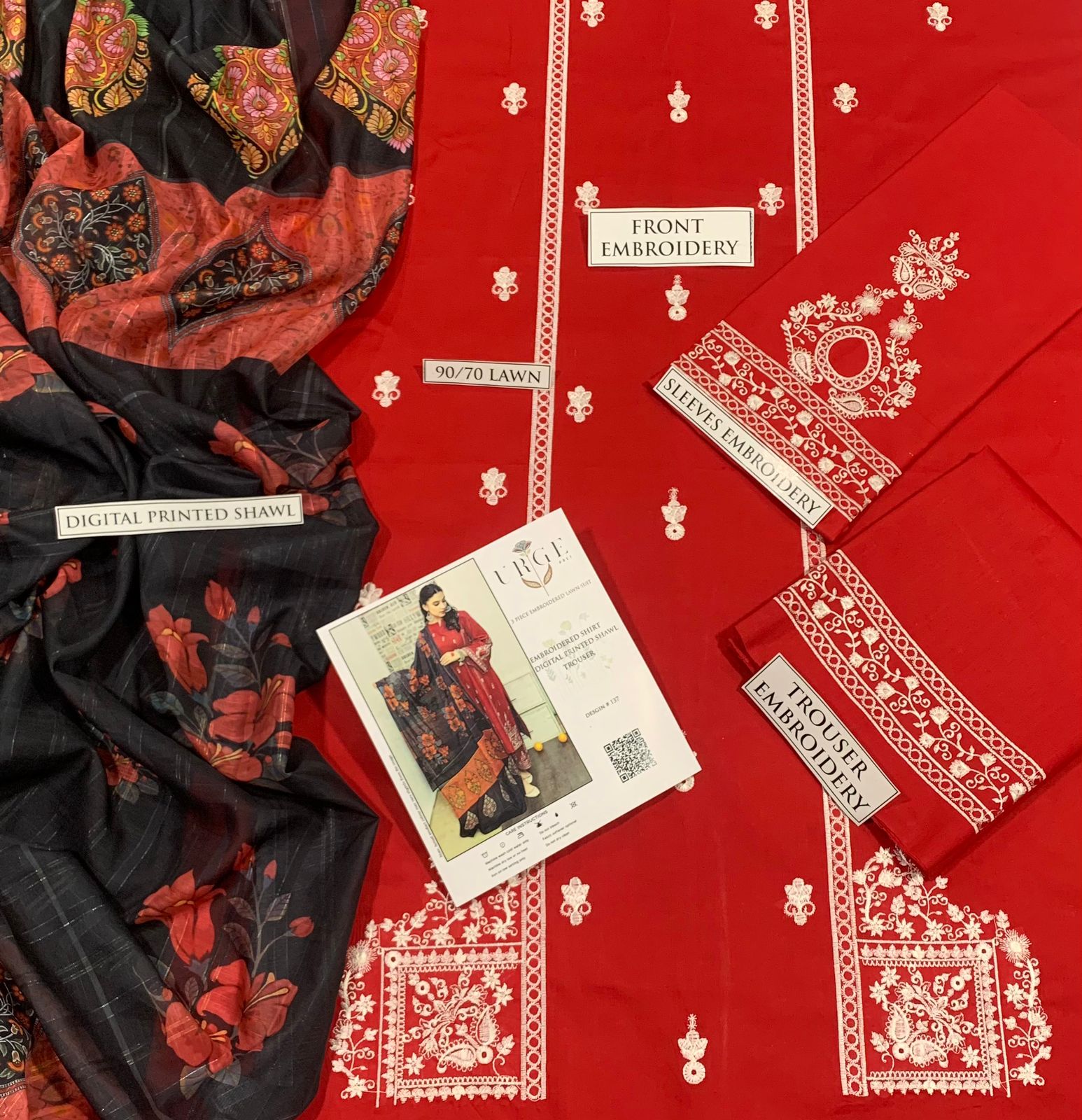 URGE Premium Airjet Lawn 3PC Embroidered Collection L01