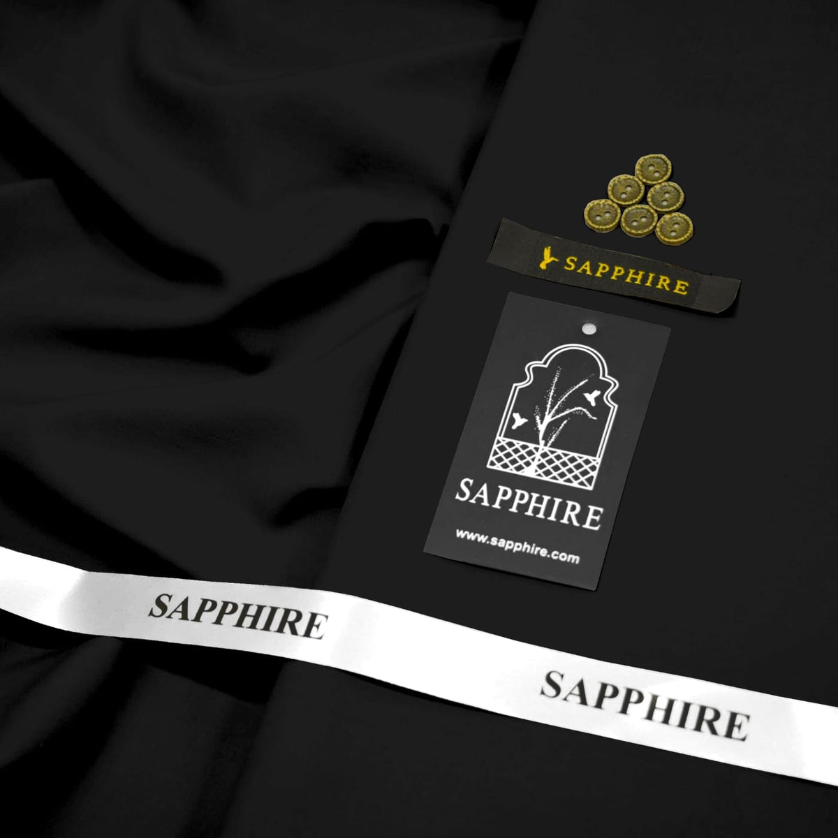 Four seasons sapphire wash n wear unstitched Black