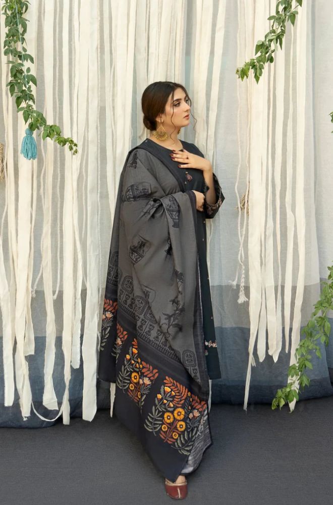 Premium Dhanak Embroidered Suit 3PC - 02