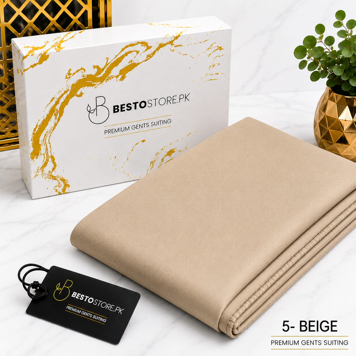 Bestostore Premium Beige 112×84 Wash & Wear Suiting for Men – Soft Feel, Elegant Fall & Lasting Shine