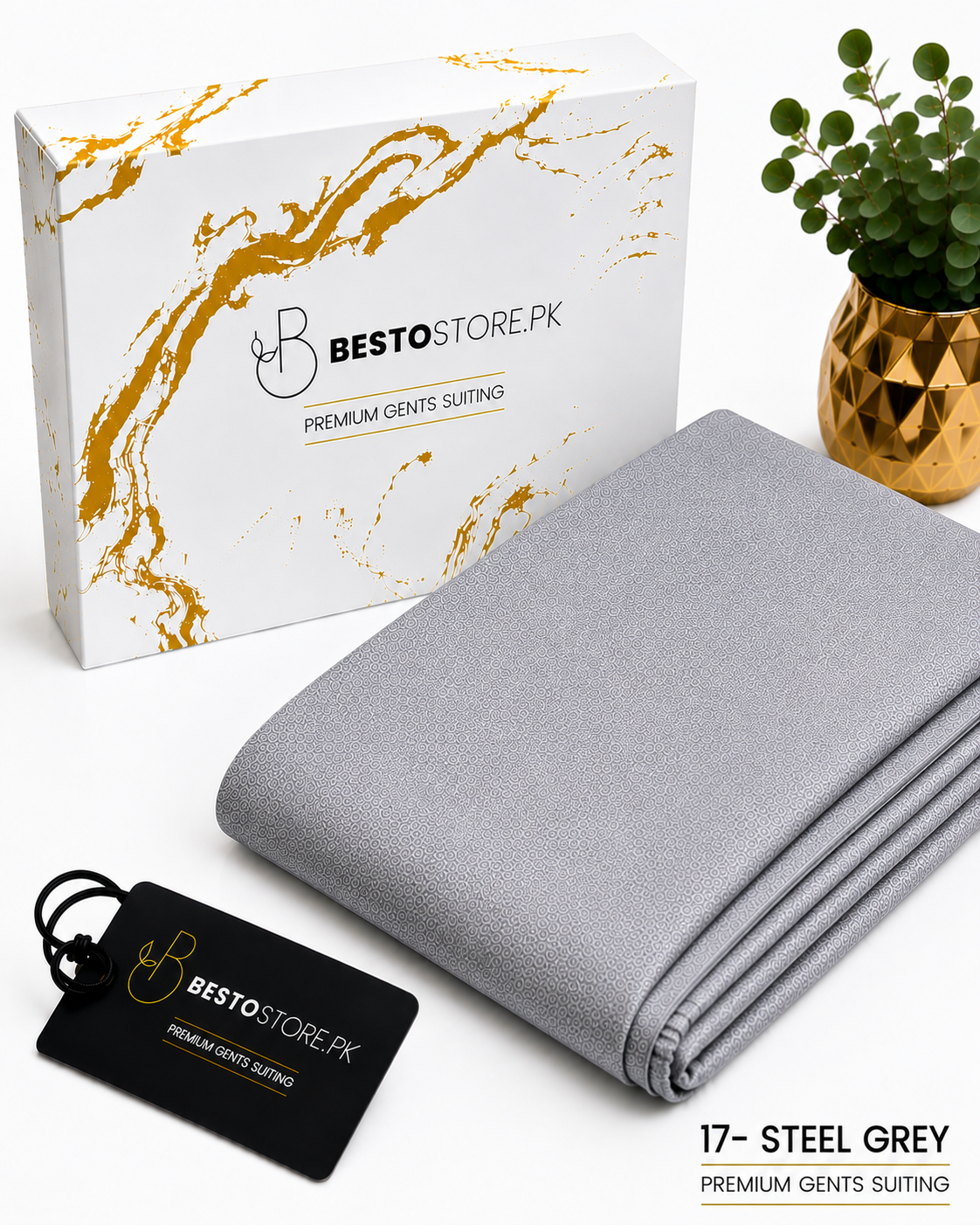 Bestostore Premium Steel Grey 112×84 Wash & Wear Suiting for Men – Soft Feel, Elegant Fall & Lasting Shine
