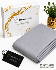 Bestostore Premium Steel Grey 112×84 Wash & Wear Suiting for Men – Soft Feel, Elegant Fall & Lasting Shine